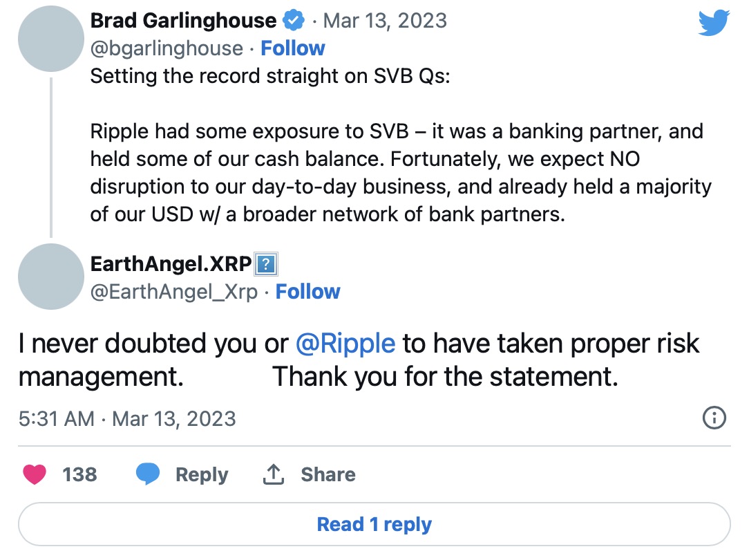 尽管SVB倒闭,但Ripple首席执行官仍保证“强劲的财务状况” 尽管SVB倒闭,但Ripple首席执行官仍保证“强劲的财务状况”